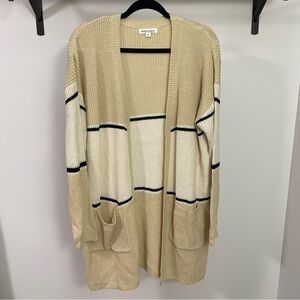 ⭐️ 2/$40 ⭐️ Beige and Cream Striped Sweater Cardigan